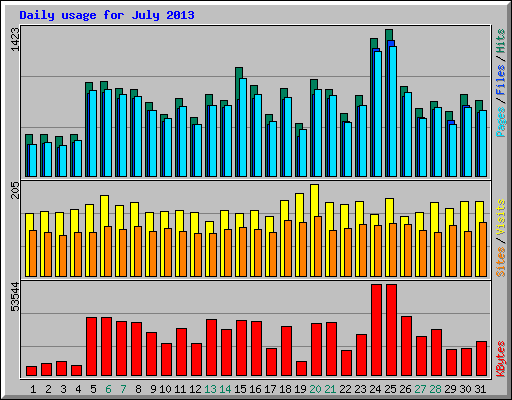 Daily usage for July 2013