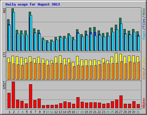 Daily usage for August 2013
