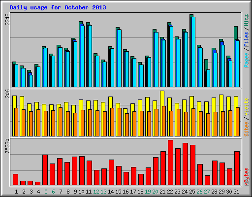 Daily usage for October 2013