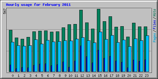 Hourly usage for February 2011