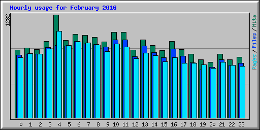 Hourly usage for February 2016