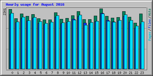 Hourly usage for August 2016