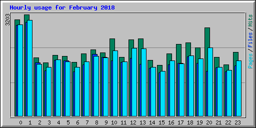 Hourly usage for February 2018